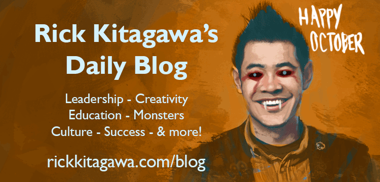 Rick Kitagawa’s blog halloween illustration of a scary version of the author